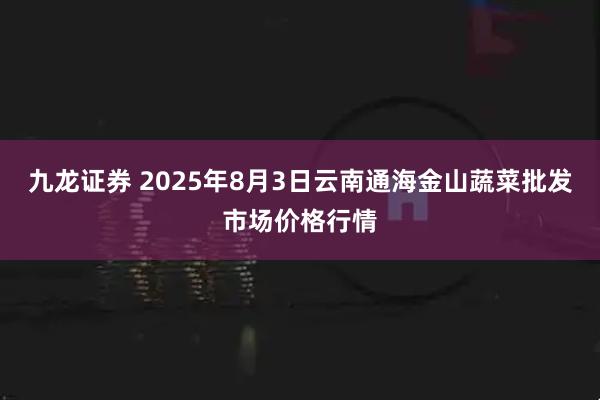 九龙证券 2025年8月3日云南通海金山蔬菜批发市场价格行情
